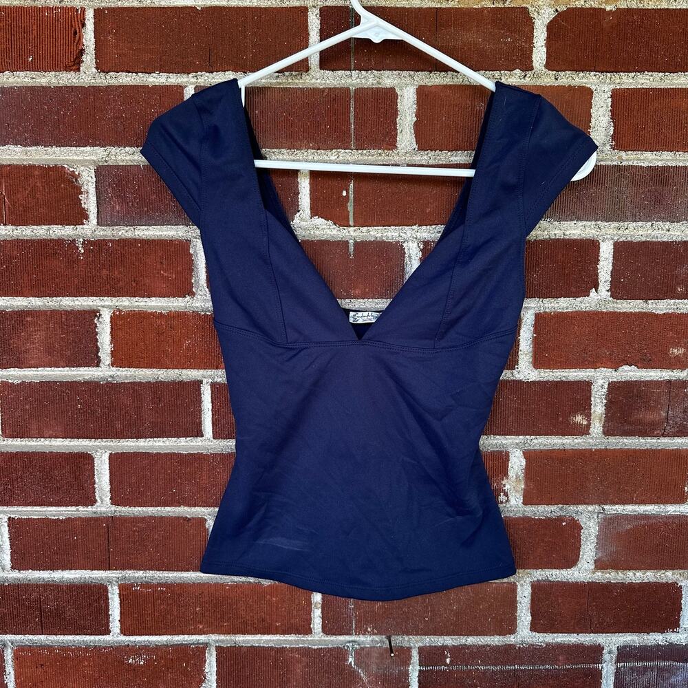 Free People Intimately Navy Deep V Stretch Tank Top Women XS